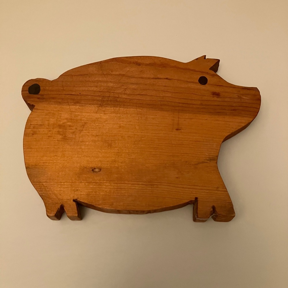 Vintage Wooden Pig Wall Decor Farmhouse Rustic Kitchen Cutting Board Plaque